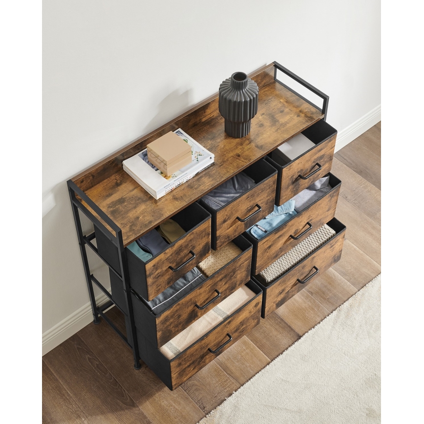 Kommode mit Schubladen KIRA, Braun/Schwarz