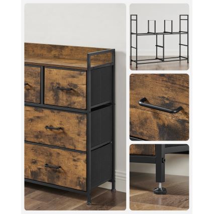 Kommode mit Schubladen KIRA, Braun/Schwarz