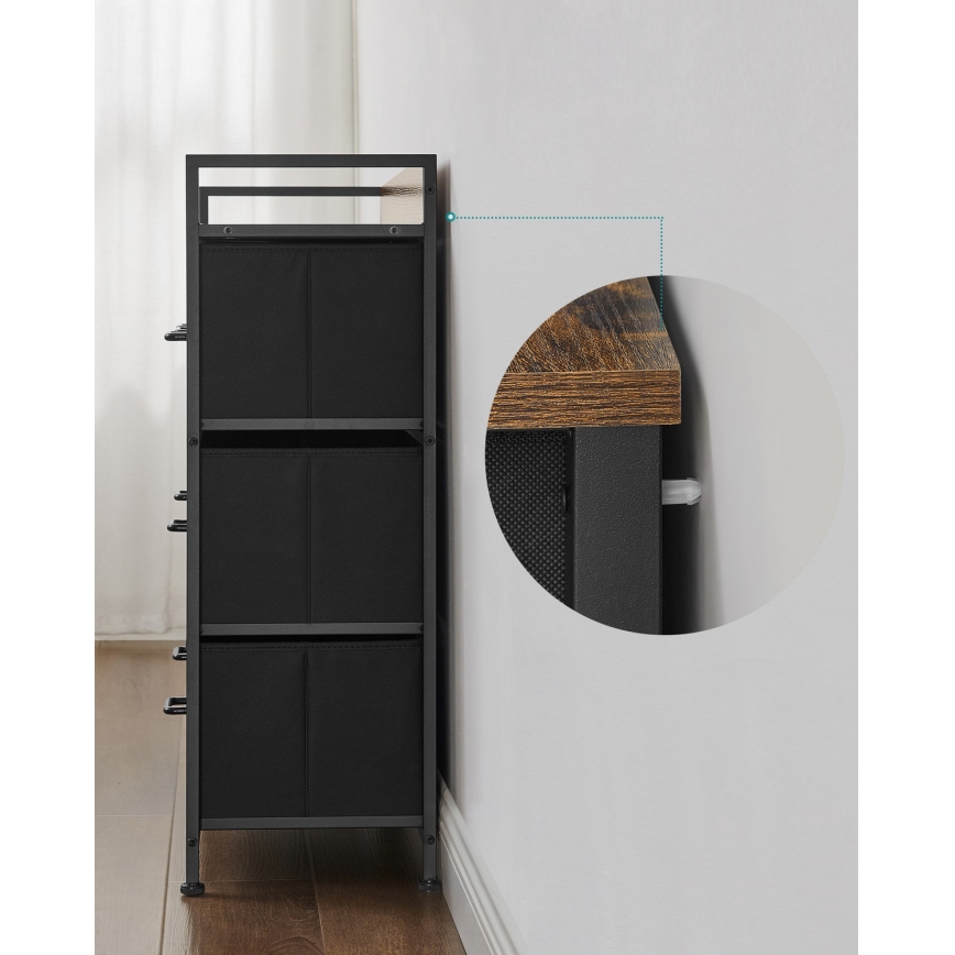 Kommode mit Schubladen KIRA, Braun/Schwarz