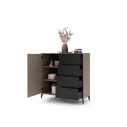 Kommode mit Schubladen RONJA Taupe/Schwarz