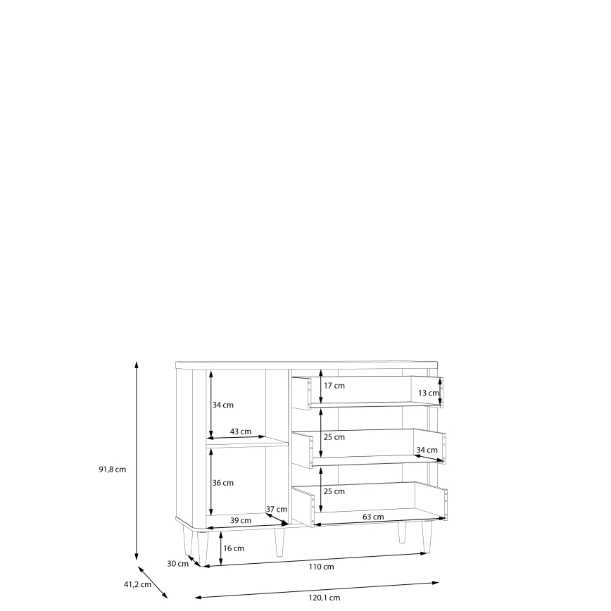 Kommode mit Schubladen VIRO braun/beige