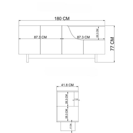 Kommode ORBIS 180x40 cm cremefarben/beige