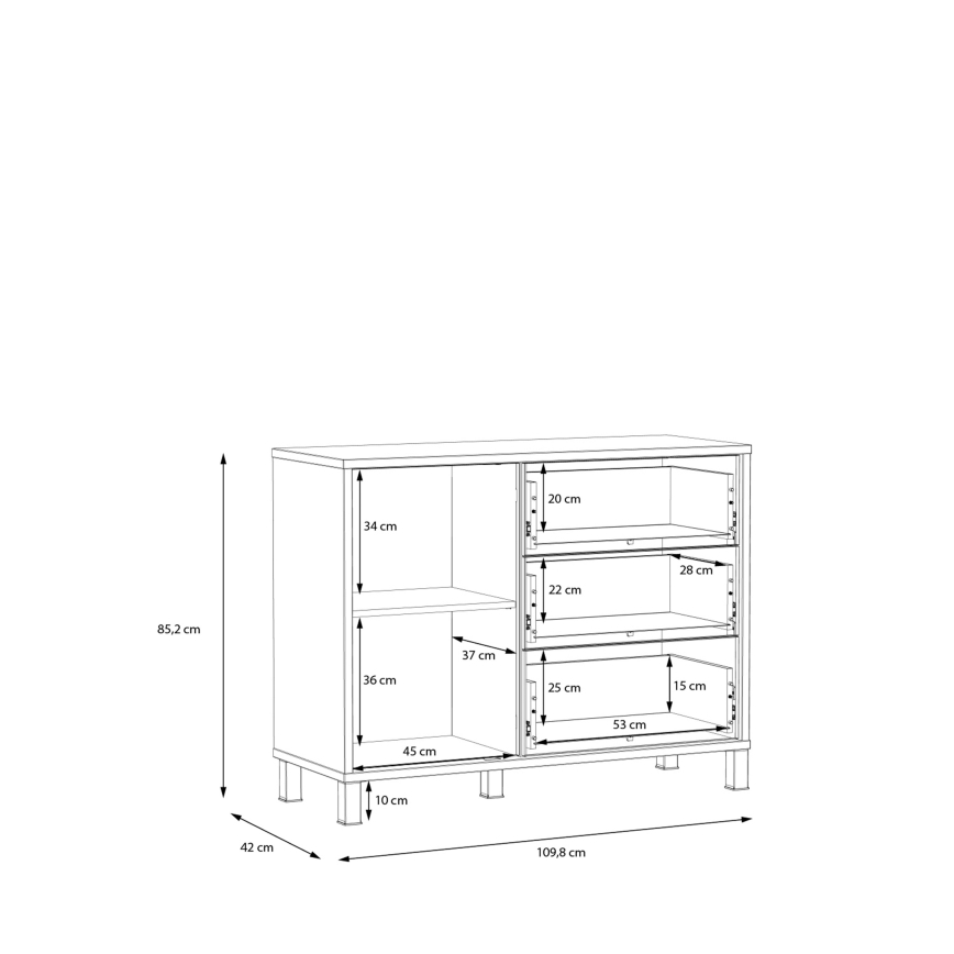 Kommode OREN mit Schubladen, Braun/Schwarz