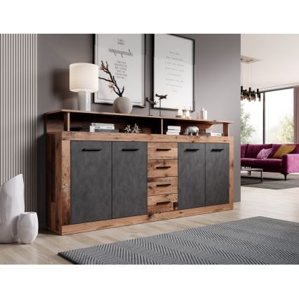 Kommode RUNA 190x96x32 cm dunkelbraun/anthrazit