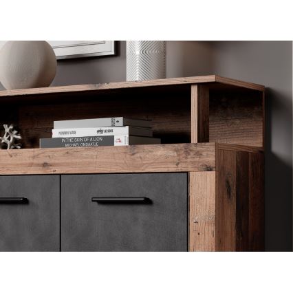 Kommode RUNA 190x96x32 cm dunkelbraun/anthrazit
