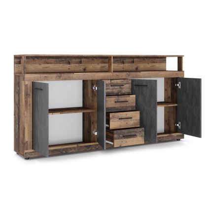 Kommode RUNA 190x96x32 cm dunkelbraun/anthrazit