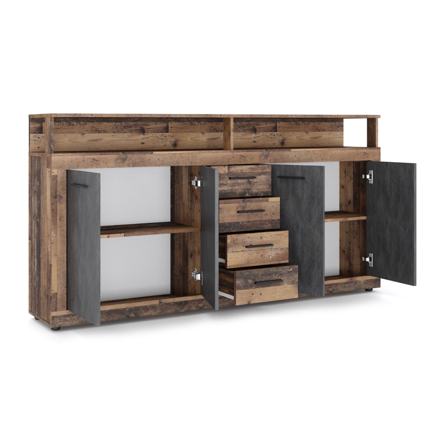 Kommode RUNA 190x96x32 cm dunkelbraun/anthrazit