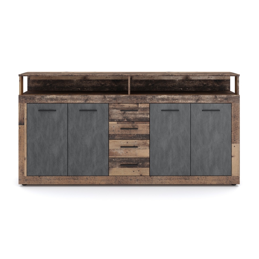 Kommode RUNA 190x96x32 cm dunkelbraun/anthrazit
