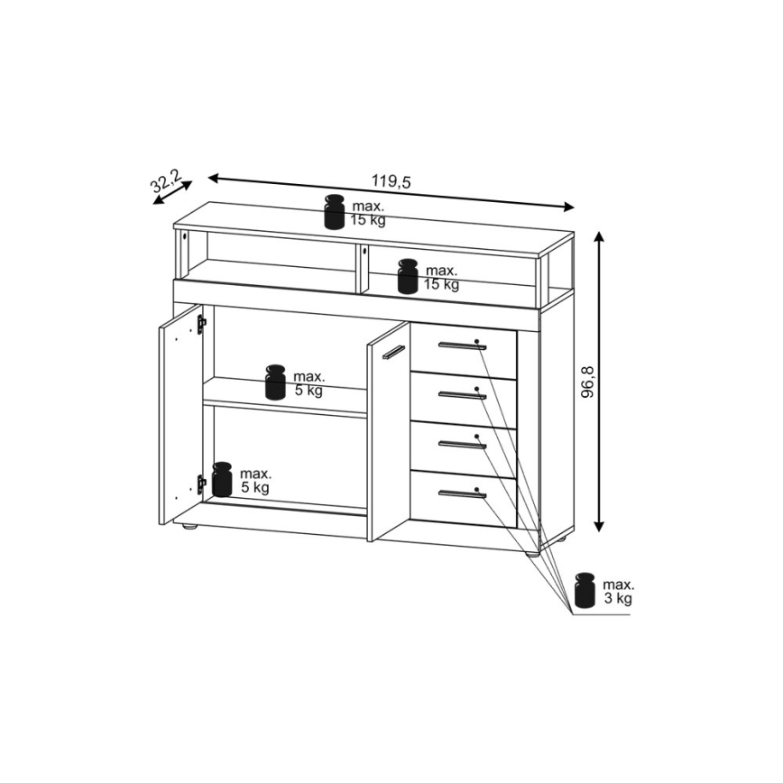 Kommode RUNA dunkelbraun/anthrazit