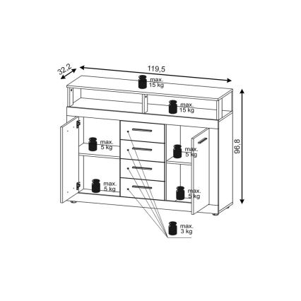 Kommode RUNA Eiche Sonoma/Weiß