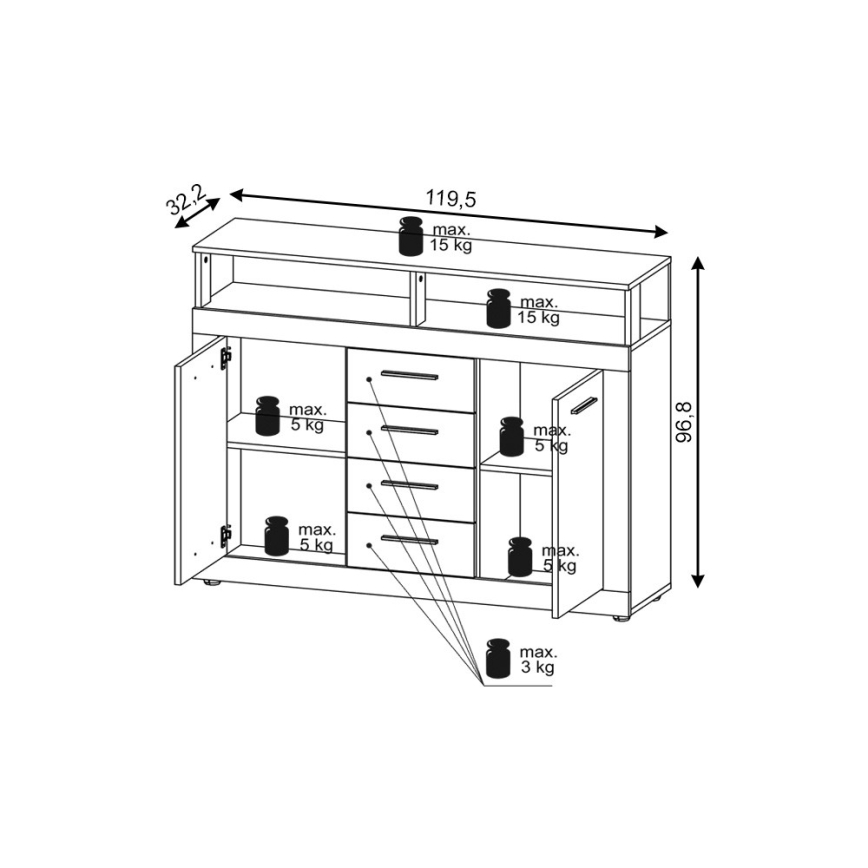 Kommode RUNA Eiche Sonoma/Weiß