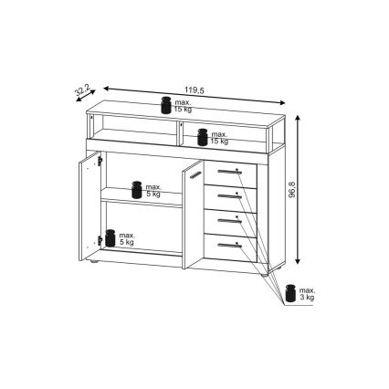 Kommode RUNA Sonoma-Eiche/weiß