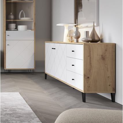 Kommode SULA Artisan-Eiche/Weiß