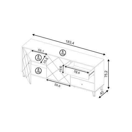 Kommode SULA Artisan-Eiche/Weiß