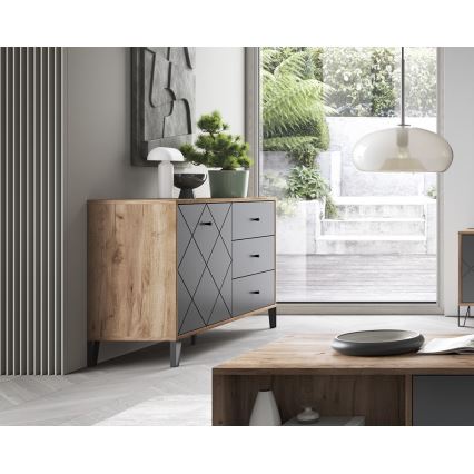 Kommode SULA Eiche Craft/schwarz