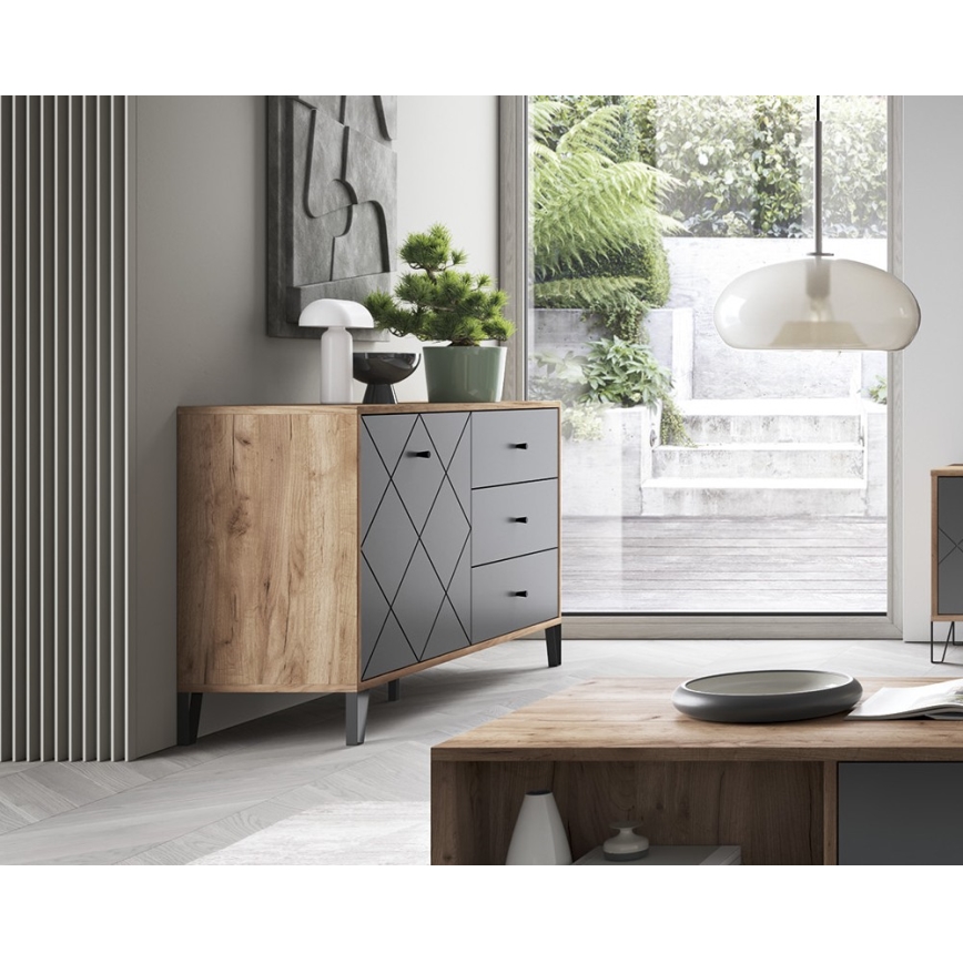 Kommode SULA Eiche Craft/schwarz