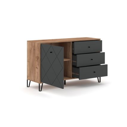 Kommode SULA Eiche Craft/schwarz