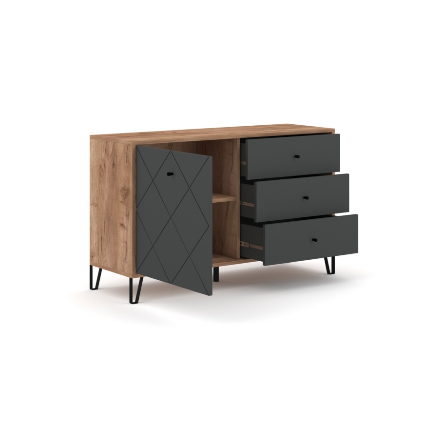 Kommode SULA Eiche Craft/schwarz