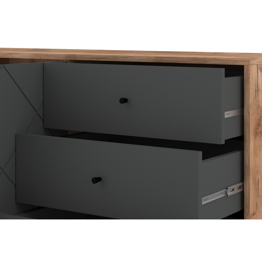 Kommode SULA Eiche Craft/schwarz