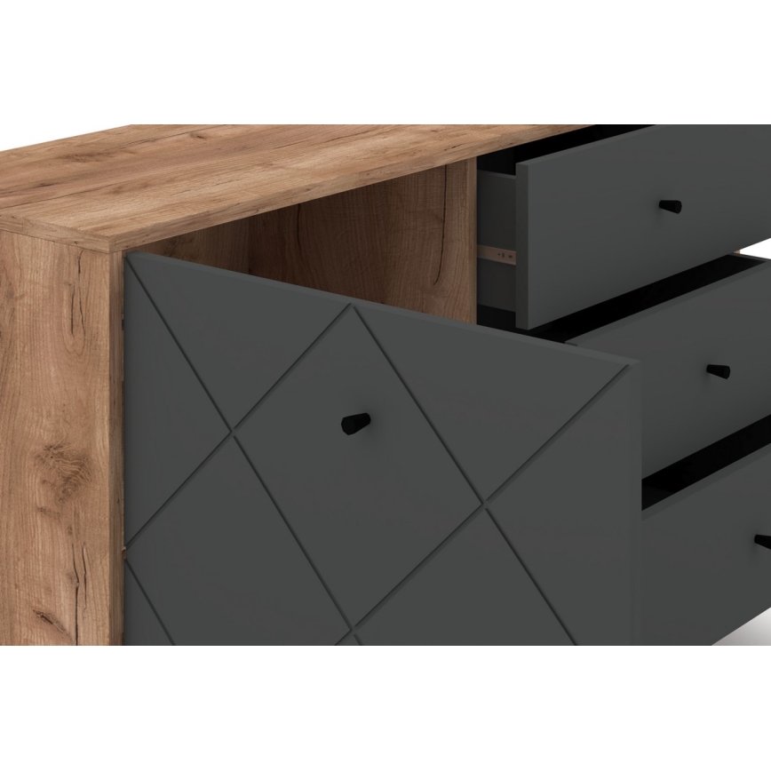 Kommode SULA Eiche Craft/schwarz