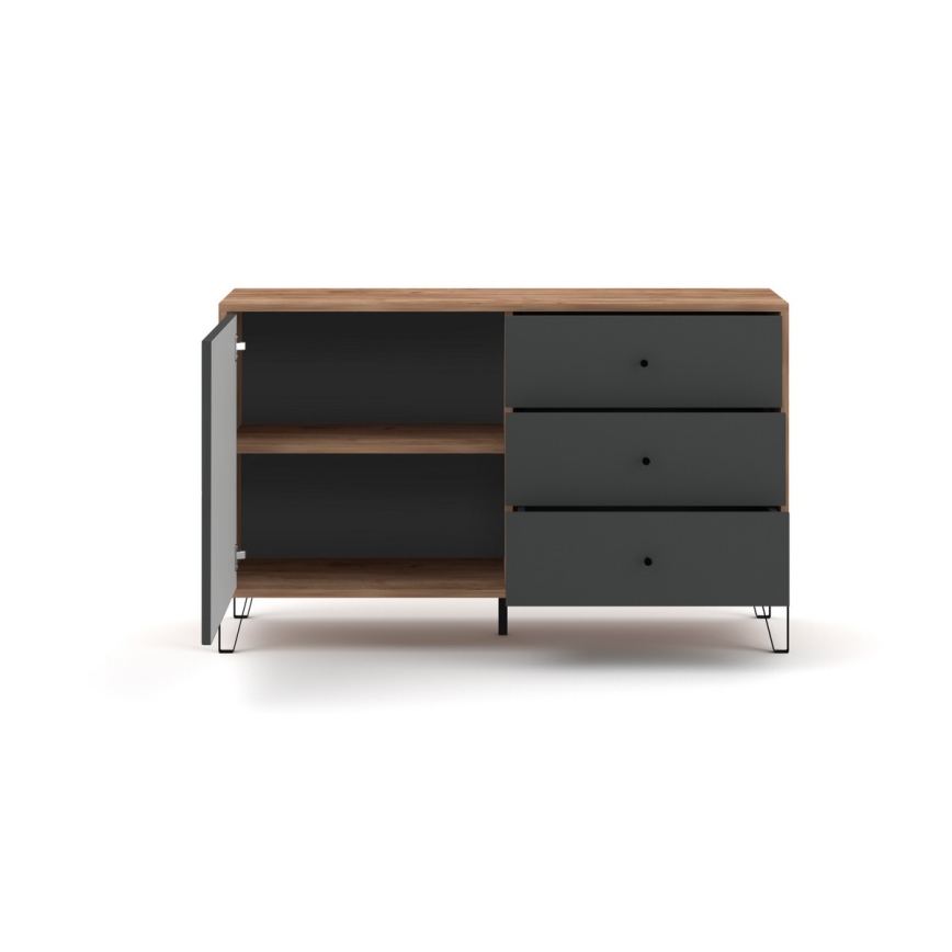 Kommode SULA Eiche Craft/schwarz