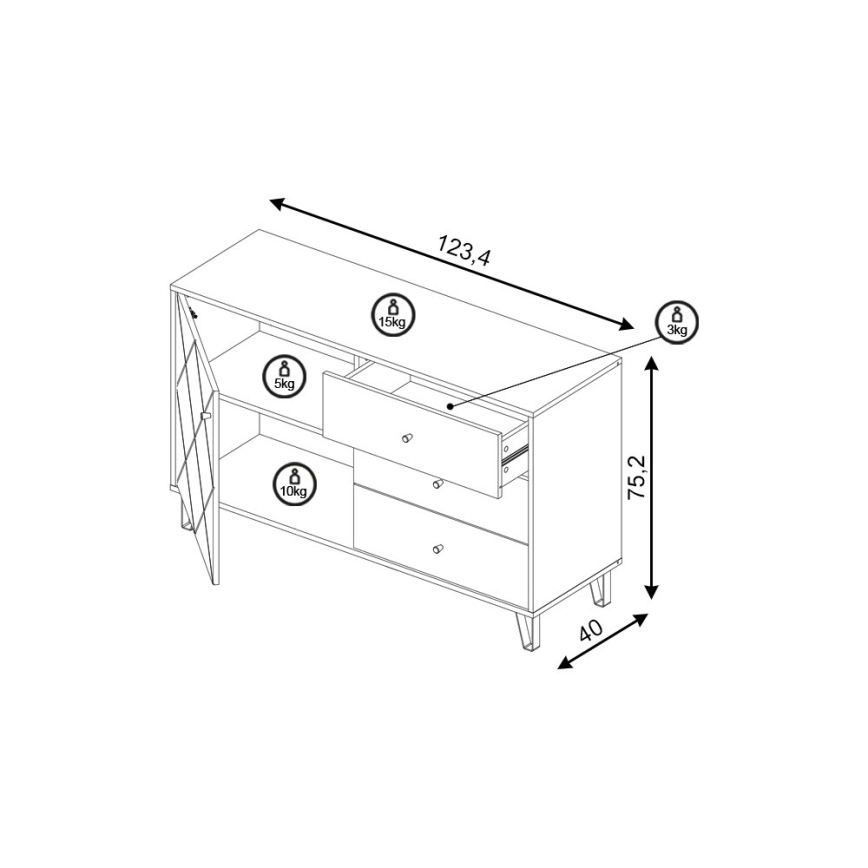 Kommode SULA Eiche Craft/schwarz