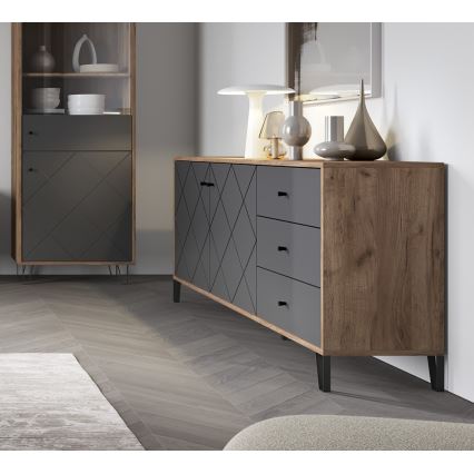 Kommode SULA Eiche Craft/Schwarz