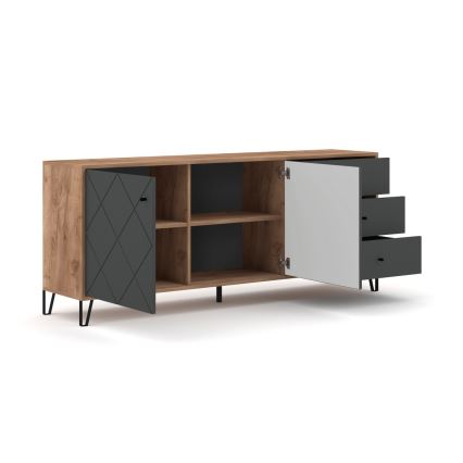 Kommode SULA Eiche Craft/Schwarz