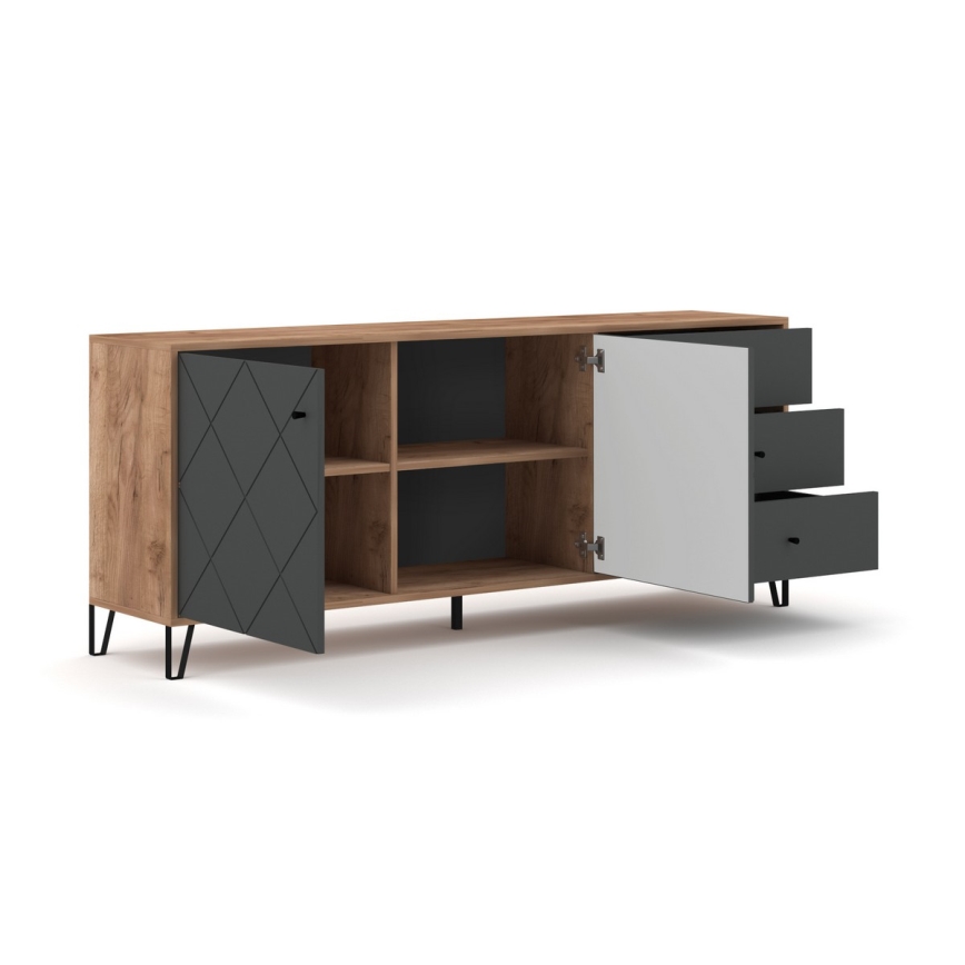 Kommode SULA Eiche Craft/Schwarz