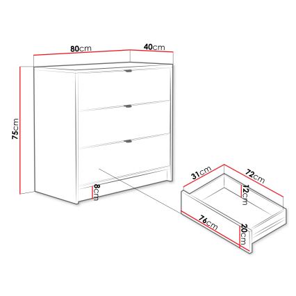 Kommode TIRENO 80x75 cm beige