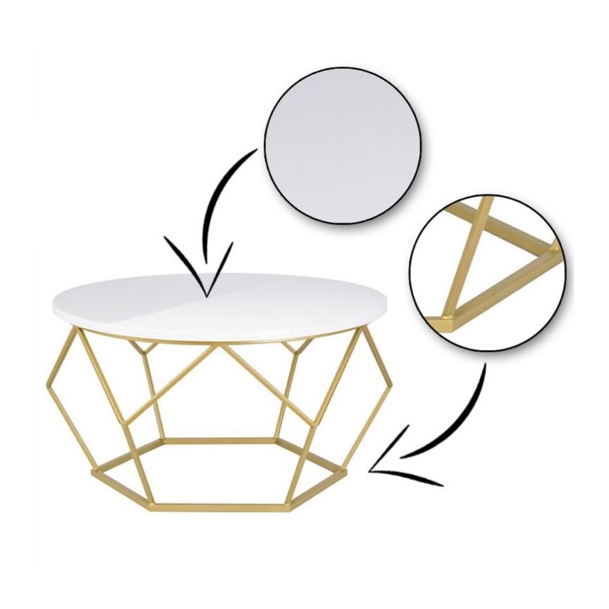 Couchtisch DIAMOND 40x70 cm gold/weiß