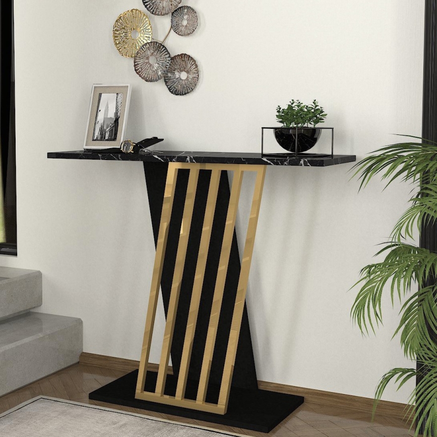 Konsolentisch GRAVITY 76,8x90 cm schwarz/golden