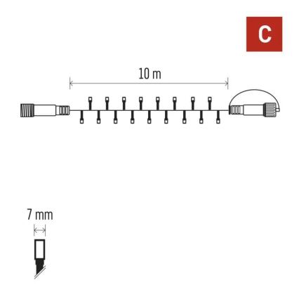 Koppelbare Lichterkette 100xLED/10m IP44 kaltweiß schwarz
