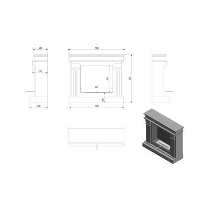 Kratki - BIO-Kamin 97,9x115 cm 3kW weiß