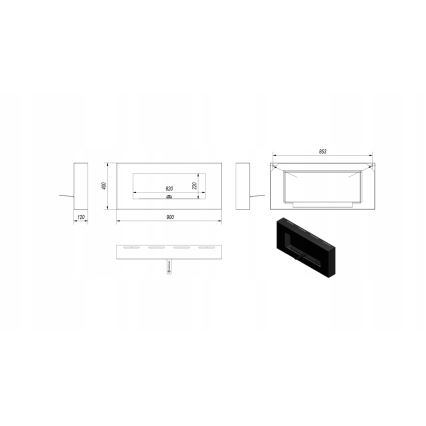 Kratki - BIO-Wandkamin 40x90 cm 1,5kW schwarz