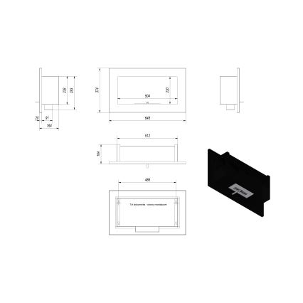 Kratki - BIO-Einbaukamin 37,4x64,8 cm 1kW schwarz