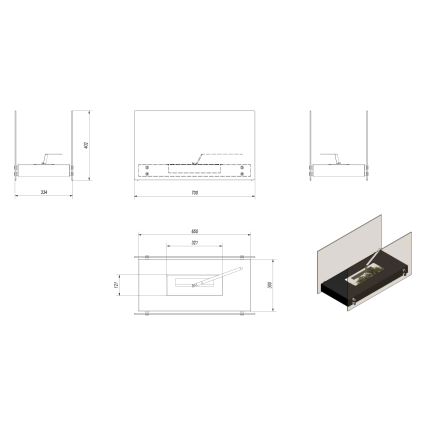 Kratki - BIO-Kamin 40,2x70 cm 2kW weiß