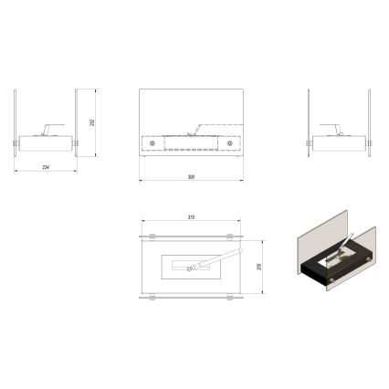 Kratki - BIO-Kamin 25,2x39cm 1kW weiß