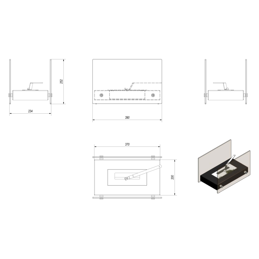 Kratki - BIO-Kamin 25,2x39cm 1kW weiß