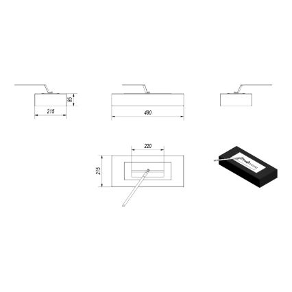 Kratki - BIO-Kamin 8,5x49 cm 2,5kW schwarz