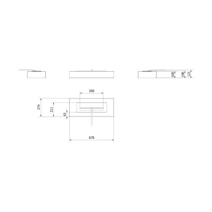 Kratki - BIO-Kamin 10x67 cm 3kW schwarz