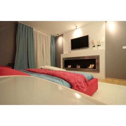 Kratki - BIO-Einbaukamin 65x180 cm 3x2,5kW glänzendes Chrom