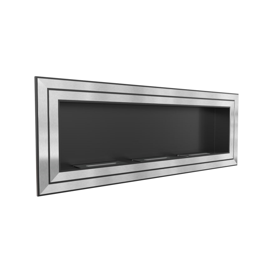 Kratki - BIO-Einbaukamin 65x180 cm 3x2,5kW glänzendes Chrom