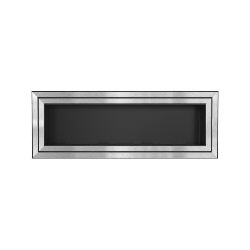Kratki - BIO-Einbaukamin 65x180 cm 3x2,5kW glänzendes Chrom