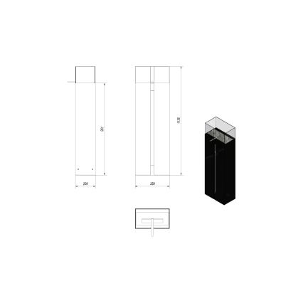 Kratki - BIO-Kamin 113,6x35,9 cm 2kW schwarz