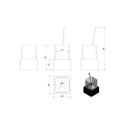 Kratki - BIO-Kamin 35,3x25 cm 1kW schwarz