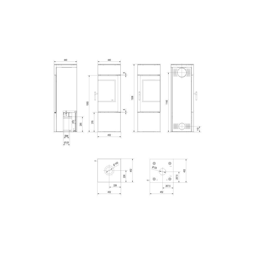 Kratki – Stahlkamin 8kW 150mm