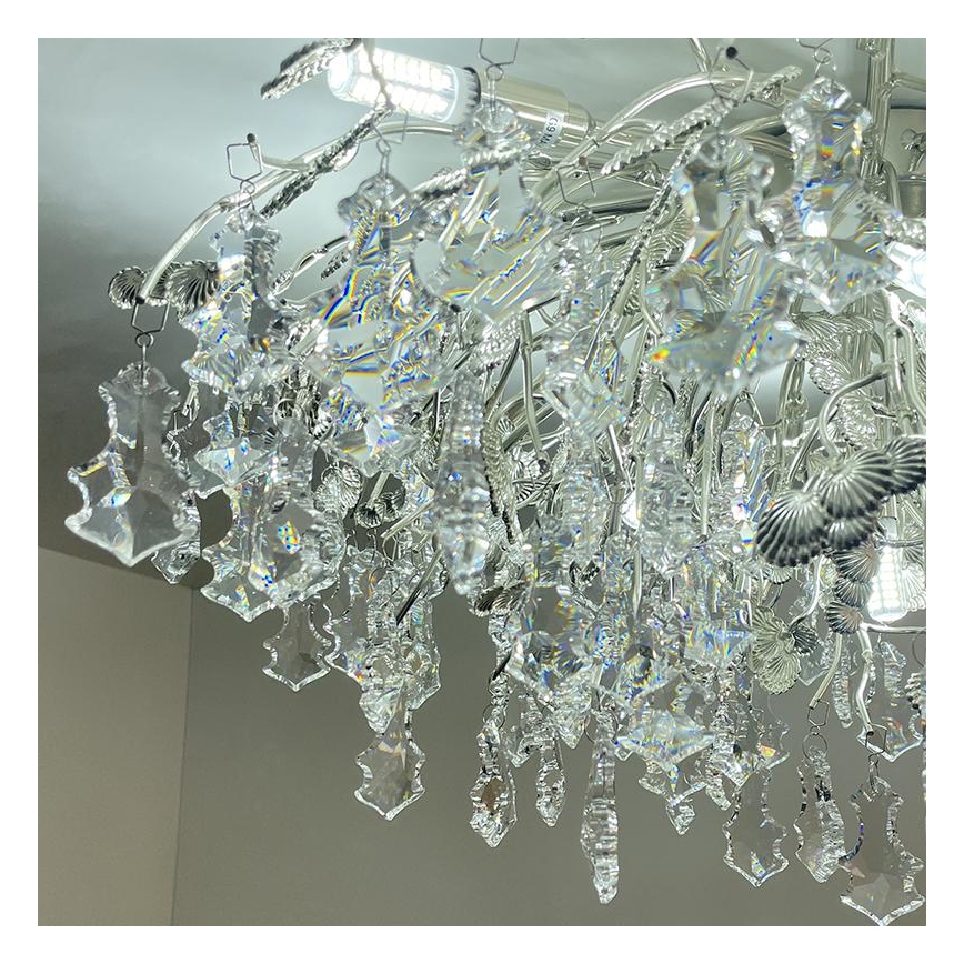 Kristall-Anbaukronleuchter 12xG9/40W/230V glänzendes Chrom