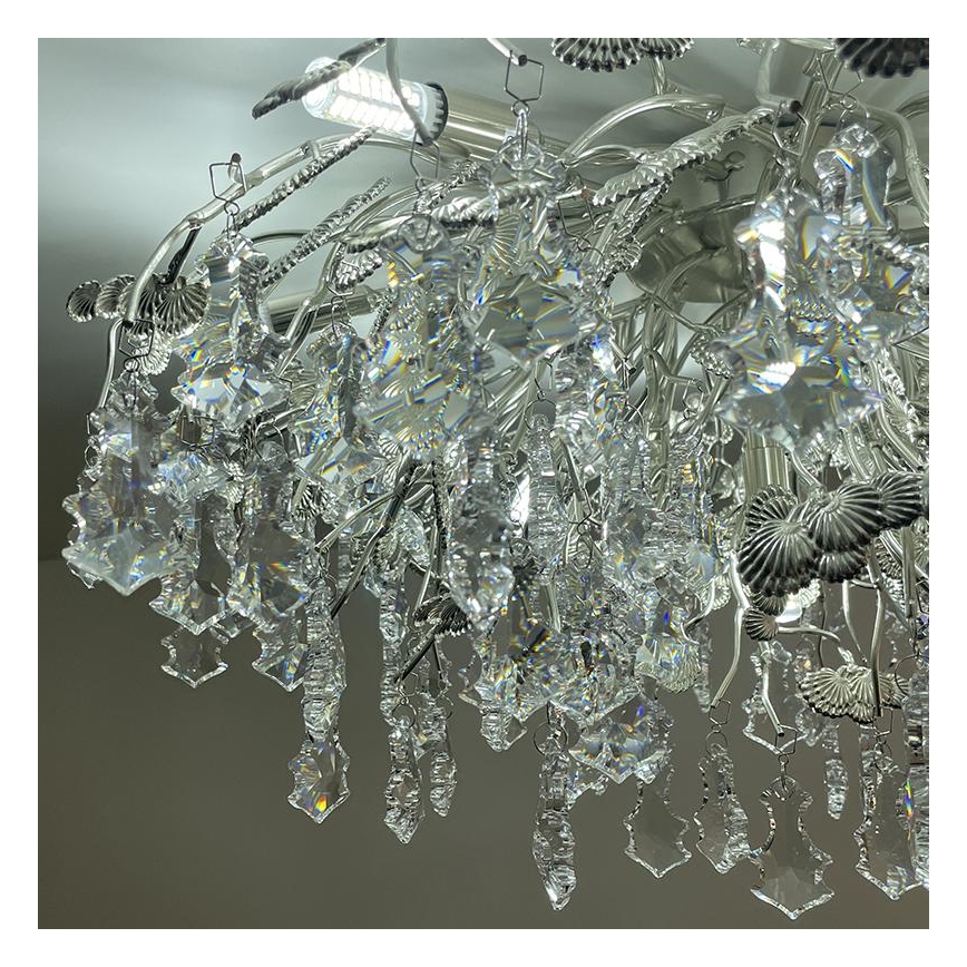 Kristall-Anbaukronleuchter 12xG9/40W/230V glänzendes Chrom