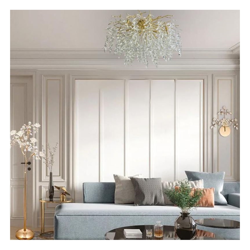 Kristall-Aufbaukronleuchter 12xG9/40W/230V golden